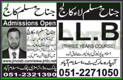 LLB Admissions in Jinnah Muslim Law College