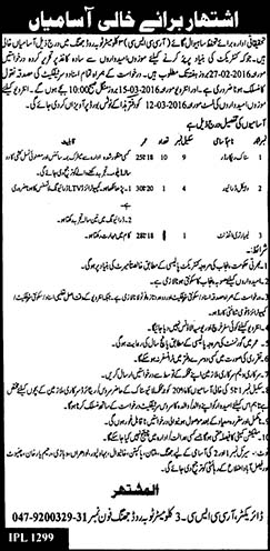 Various Jobs in Investigation Department Sahiwal