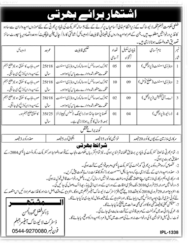 Vetrnary Assistant and Driver Jobs in Department of Live Stock