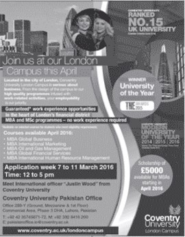 Admissions in Coventry University London