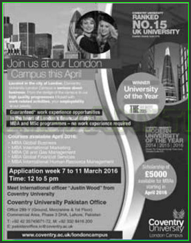 Admissions in Coventry University London