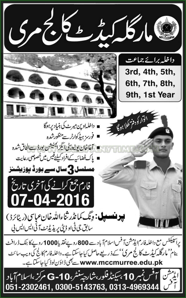 Admissions in Margalla Cadet College