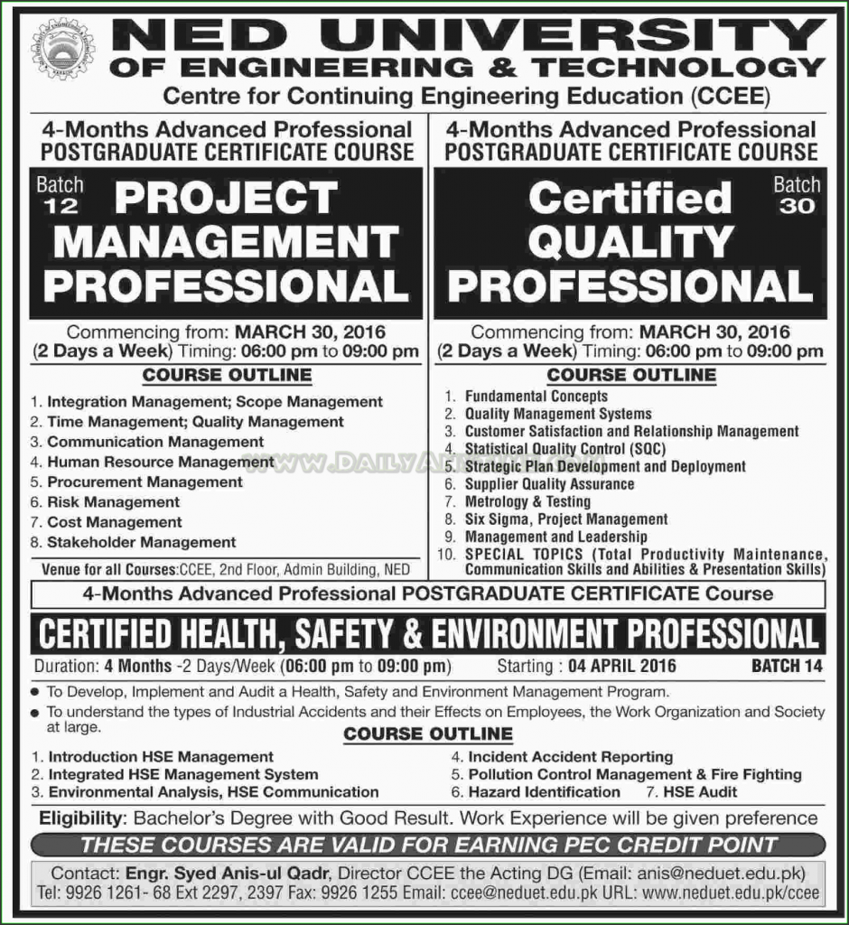 Admissions in Ned University of Engineering & Technology