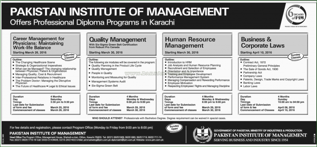 Admissions in Pakistan Institute of Management Karachi