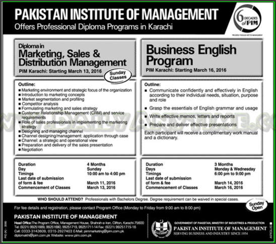 Admissions in Pakistan Institute of Management