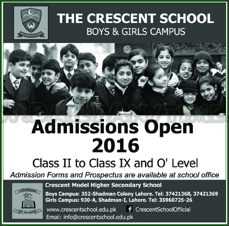 Admissions in The Cresecent School