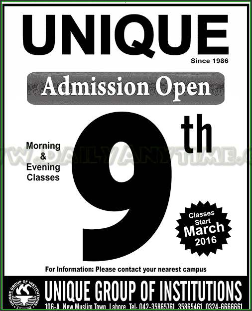 Admissions in Unique