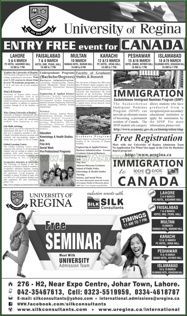 Admissions in University of Regina Canada