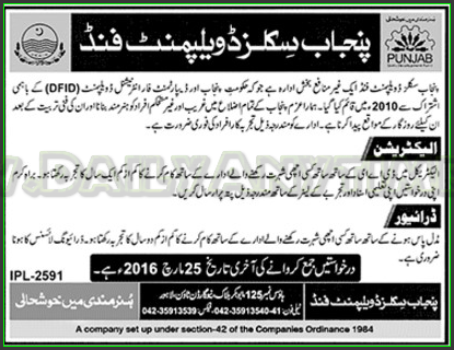 Electrician and Driver Jobs in Punjab Skills Development Fund
