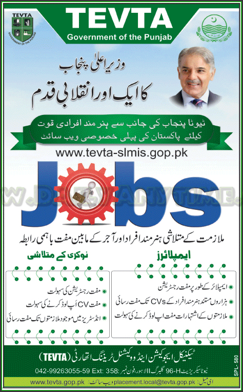 Government of Punjab Jobs in TEVTA