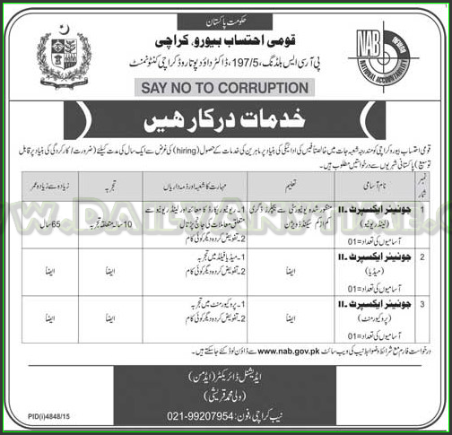 Junior Expert Jobs in Nab Government of Sindh