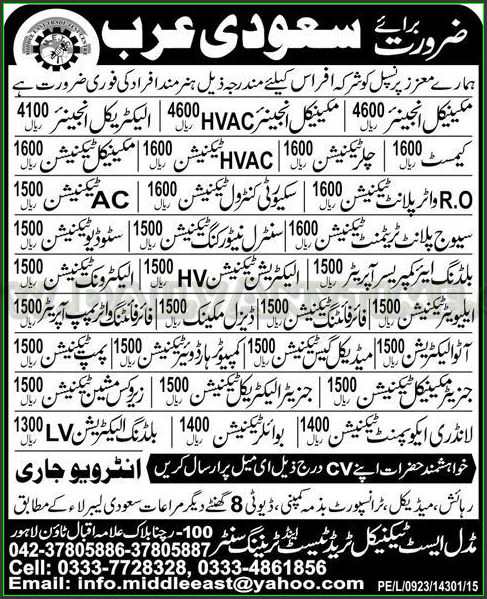 Mechanical, Electrical Engineer Security Control Technician, and Other Jobs in Saudi Arabia