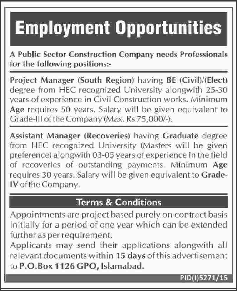 Project Manager, Assistant Manager