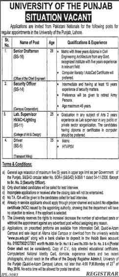 Jobs-in-University-of-the-Punjab-Lahore-02-May-2016