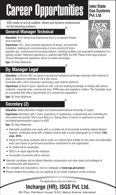 Jobs in Inter State Gass Systems Pvt Ltd
