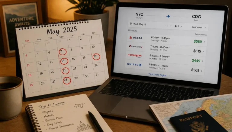 Calendar showing the best times of year to book flights for lower prices
