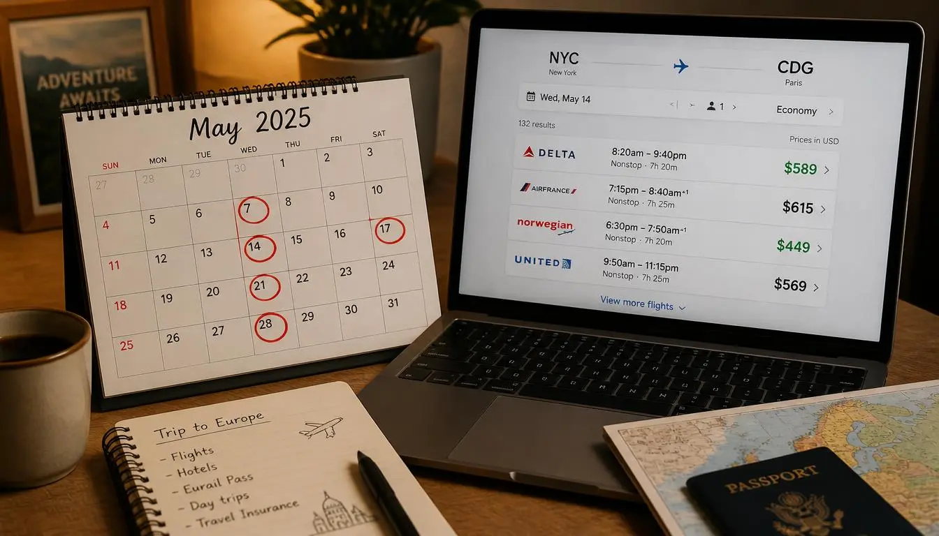 Calendar showing the best times of year to book flights for lower prices