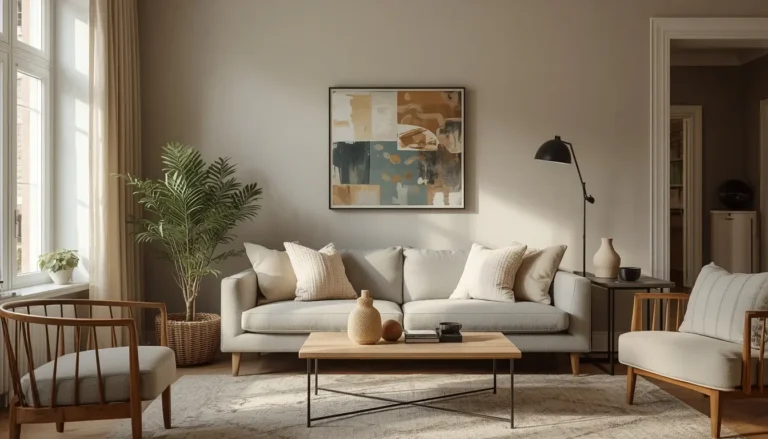 Living room styled with a timeless capsule home decor approach mixing eras