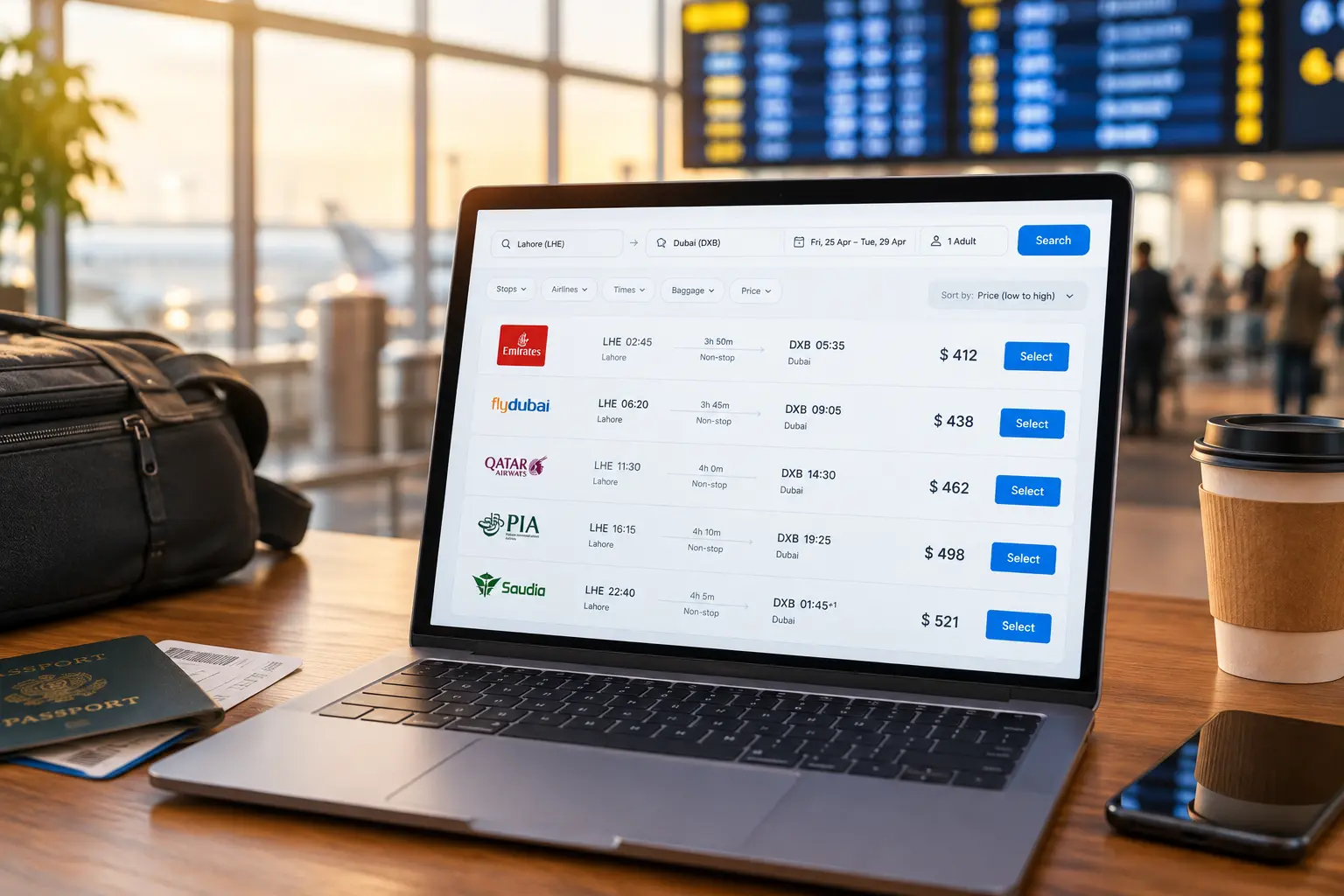 Laptop showing flight search results while debunking the incognito mode cheap flights myth