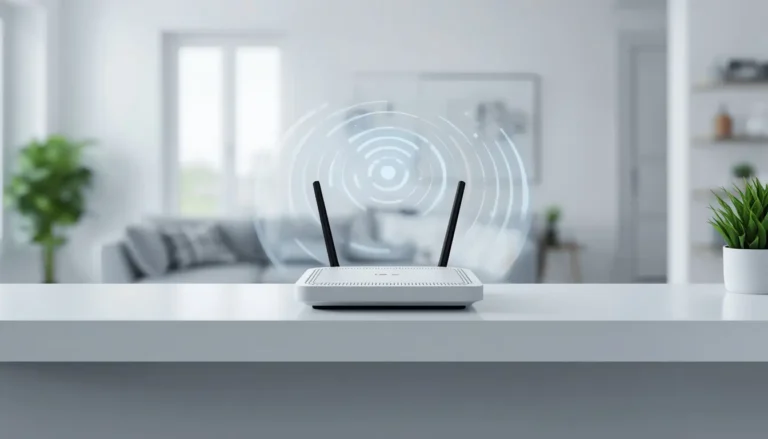 Wireless router placed centrally in a home for maximum wifi speed and coverage