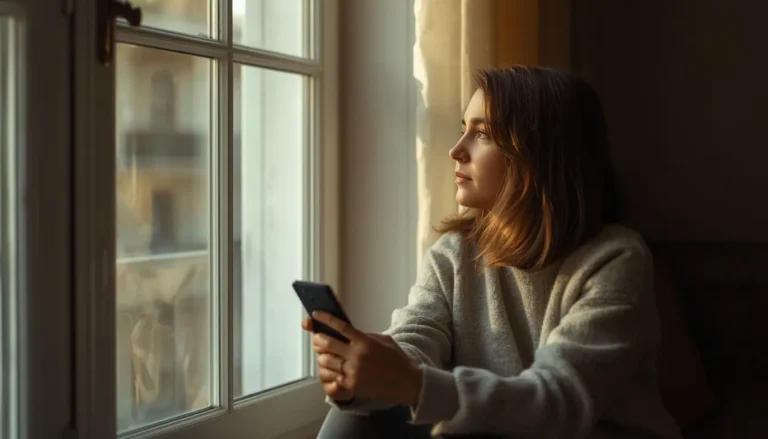 Person sitting calmly by a window as part of learning to stop comparing themselves to others