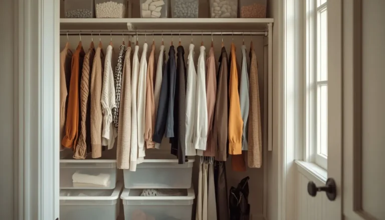 Closet organized by category with a system designed to stay tidy long term