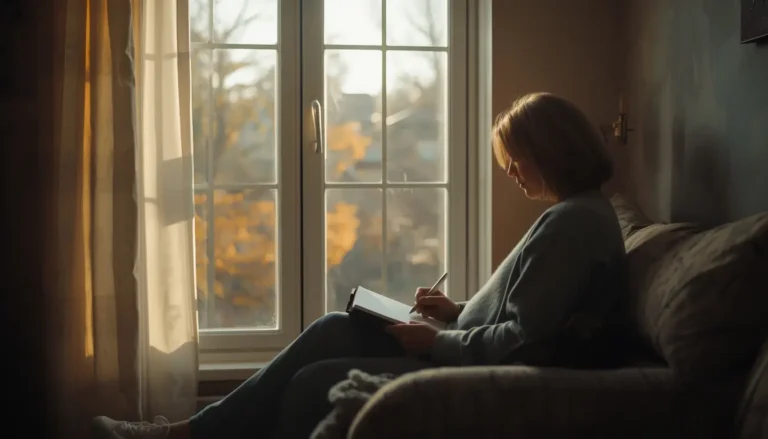 Person journaling calmly as part of building sustainable self discipline without burnout