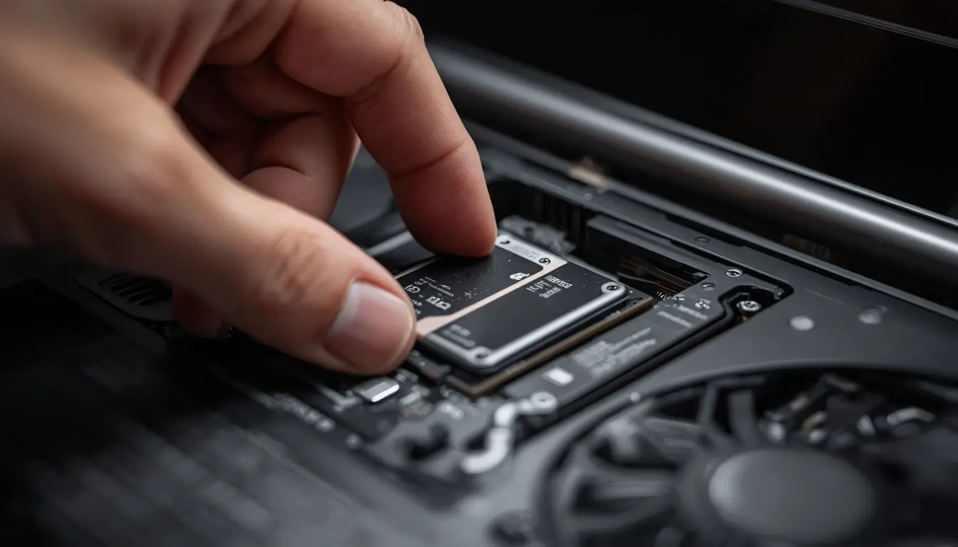 Installing an SSD upgrade inside a laptop to improve speed