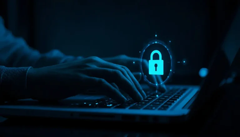 Person typing a strong memorable passphrase on a laptop keyboard