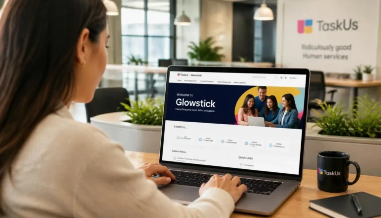 Employee accessing the Glowstick internal portal at TaskUs
