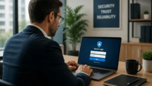 Employee logging into an internal workforce management platform